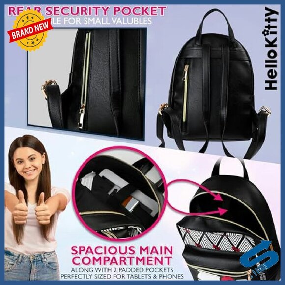 Faux Leather Mini Backpack Daypack with Anti-Theft Compartment main image 4